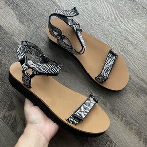 Madewell Platform Sandals Shoes 11 Black White Maggie Summer Outdoor Travel